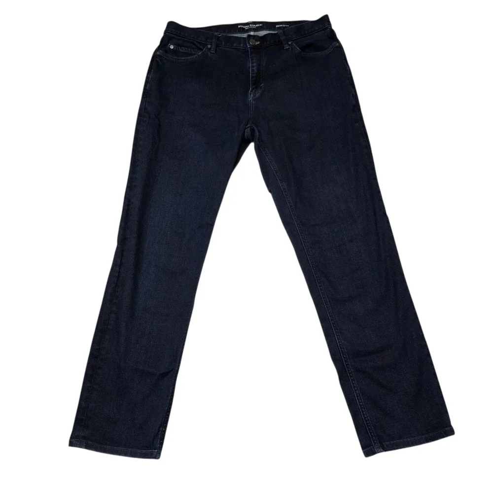 Banana‎ Republic Traveler Tapered Fit Dark Wash Jeans Mens 35 Stretch Comfort